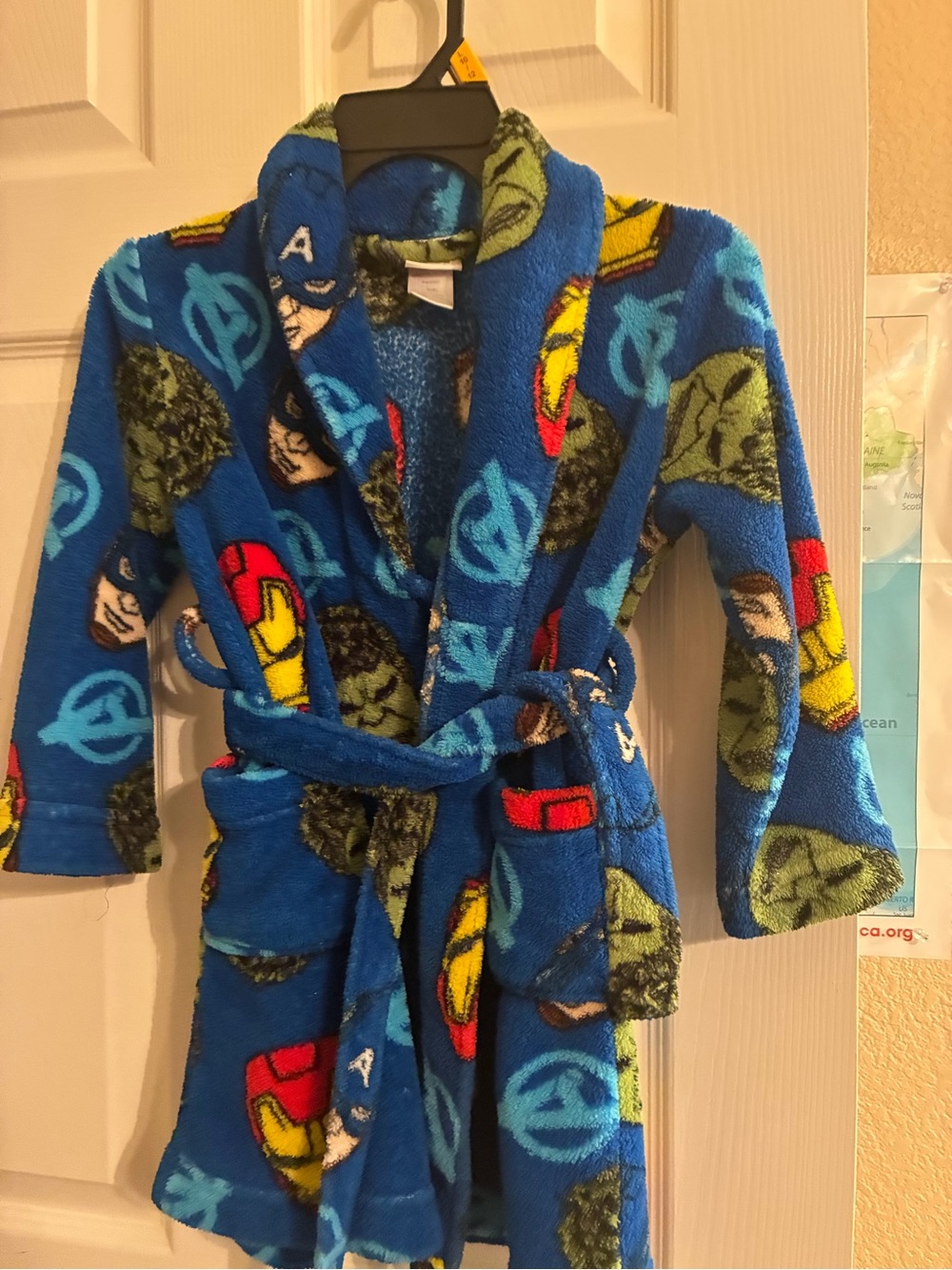 Avenger Blue Kids Fleece Robe with Superhero Prints